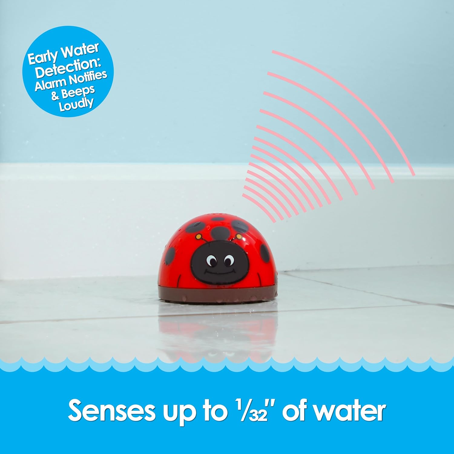 Buy now Water Leak Bug Monitoring Sensor with Alarm 6 Pack - Electronic Flood Detector for Kitchen & Basement- Detects as Little as 1/32" of Liquid - Overflow Alert Beeps Loudly - XMAS Gift for New Homeowners at indiglob india