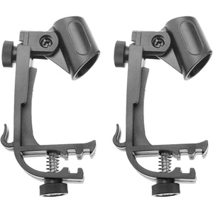 Adjustable Drum Rim Mic Clips - Microphone Mount Clamp (Pack of 2)