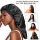 Long Satin Bonnet Sleep Cap,Black Extra Large Silk Bonnet for Natural Hair, Bonnets for Women Night Sleep,Wide Elastic Band, Very Soft & Comfortable (Black)