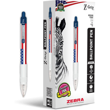 Zebra Pen Z-Grip Retractable Ballpoint Pen, Smooth-Flowing Black Ink, 1.0mm Medium Point, School Supplies, Teacher Supplies, and Office Supplies, 5-Pack (22215)