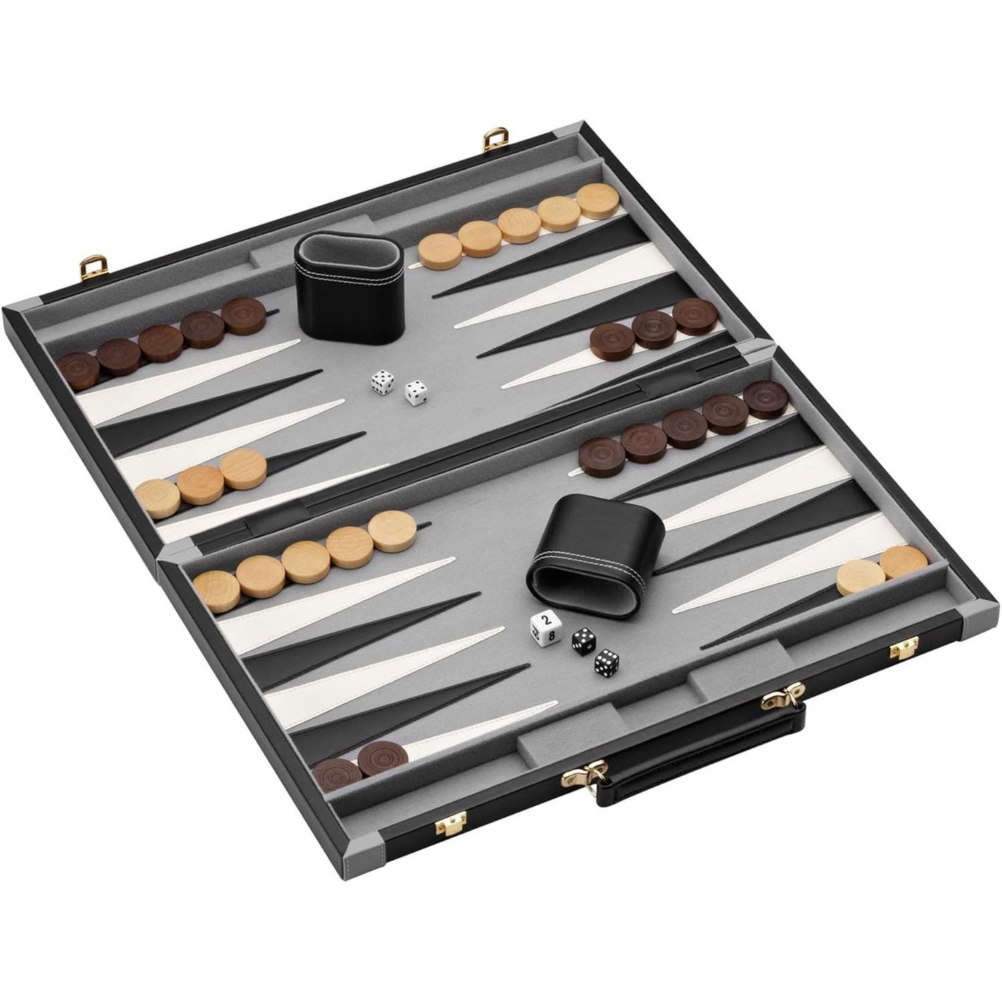 Mainstreet Classics by GLD Products Pennsylvania Ave Backgammon Board Game Set , Black/White/Wood/Gry, 16 - 20 inches