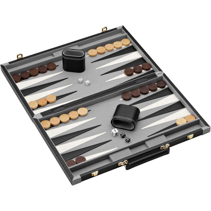 Mainstreet Classics by GLD Products Pennsylvania Ave Backgammon Board Game Set , Black/White/Wood/Gry, 16 - 20 inches