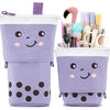Telescopic Pencil Bag Pen Holder Pop Up Stationery Case, Stand-up Retractable Transformer Bag Standing Organizer, Great for Christmas Holiday New Year Office Bag - Purple