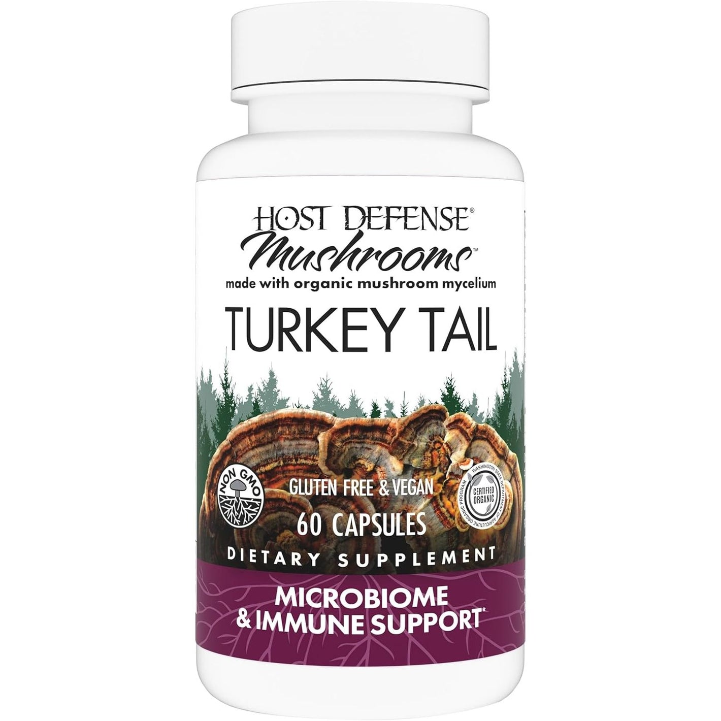 Host Defense Turkey Tail Capsules - Digestive Health & Immune Response Support Supplement - Mushroom Supplement for Gastrointestinal & Gut Microbiome Support - 60 Capsules (30 Servings)*