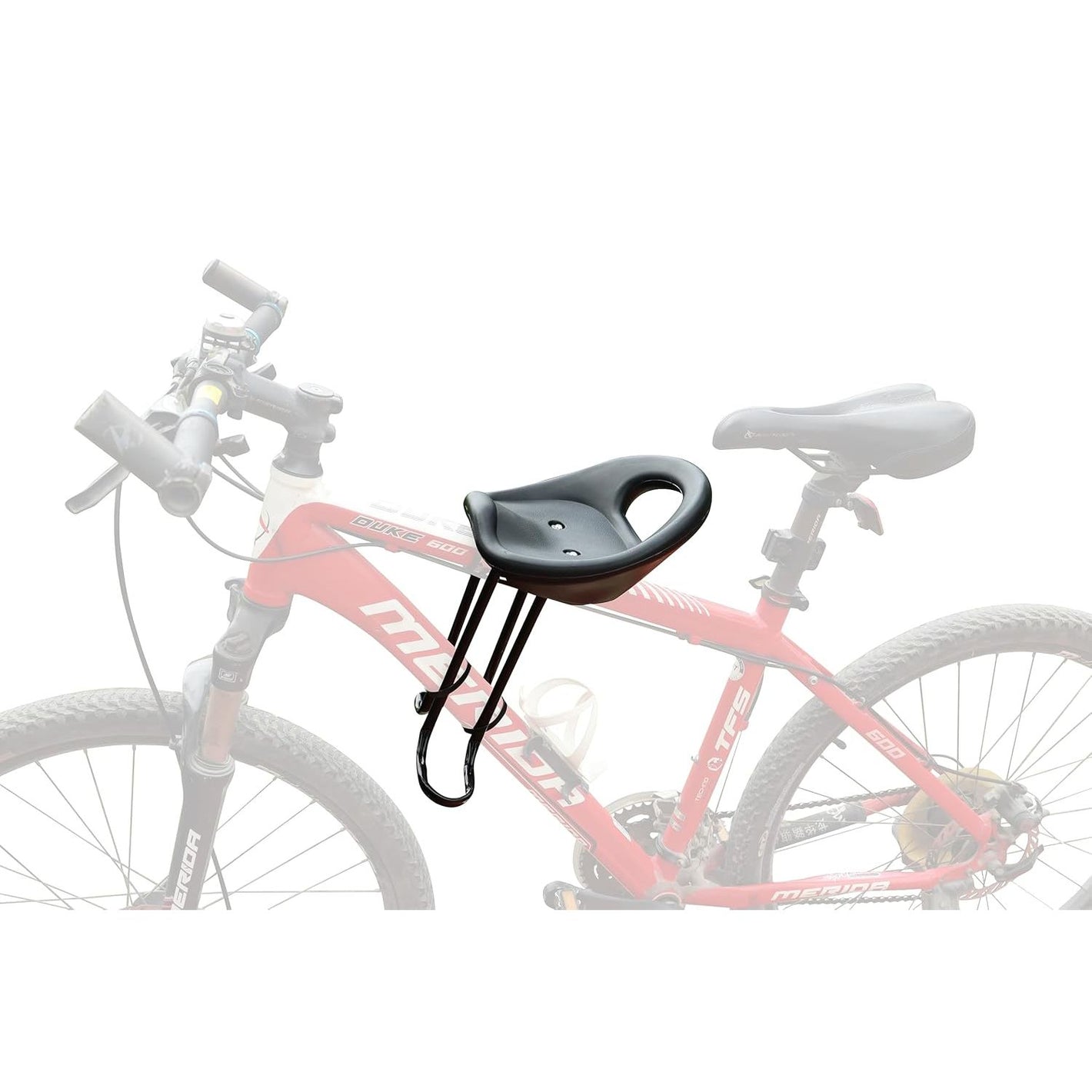 Mountain Bicycle Child Front Seat Child Baby Safe Seats with Back Rest Foot Pedals Mountain Bike Saddle Black