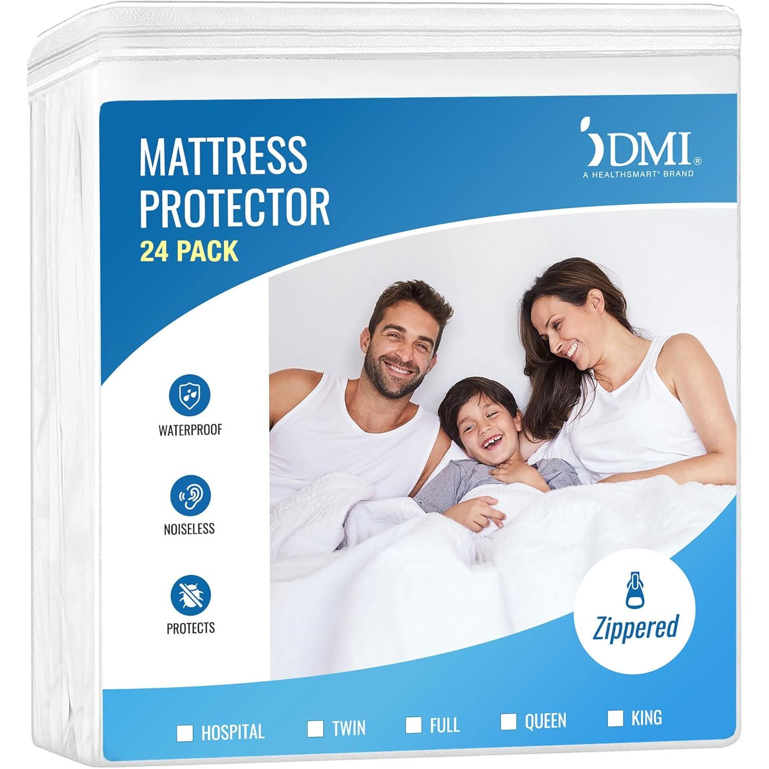 Buy now DMI Waterproof Mattress Protector and Mattress Cover, Soft, Encased Zippered Fit, Twin, Packaging may vary Queen (pack of 24) Zippered at indiglob india