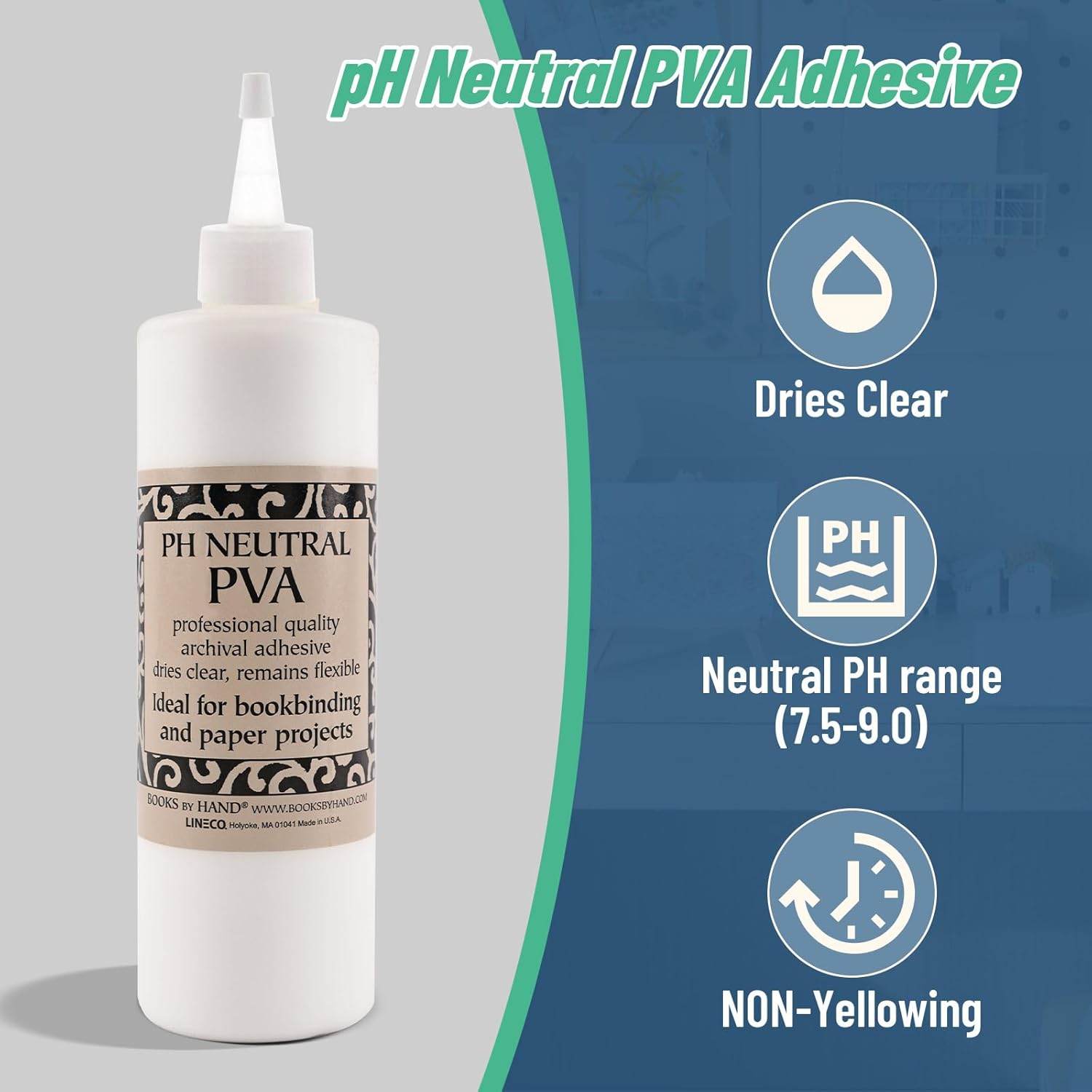 Books By Hand, PH Neutral PVA Adhesive, Archival Quality and Acid-Free, Dries Clear - 8 Ounce - My Store