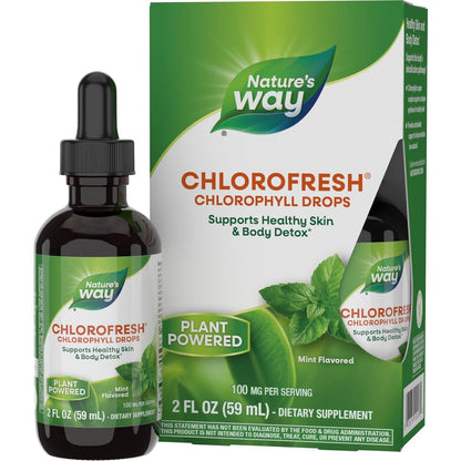 Nature's Way Chlorofresh, Liquid Chlorophyll Concentrate Drops, Internal Deodorant*, Supports Detoxification Pathways*, Mint Flavored, 2 Fl. Oz.