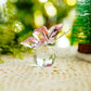 H&D HYALINE & DORA Pink Crystal Flying Butterfly with Crystal Ball Base Figurine Collection Cut Glass Ornament Statue Animal Collectible
