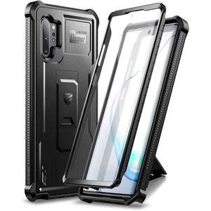Dexnor for Samsung Galaxy Note 10+ Plus Case, [Built in Screen Protector and Kickstand] Heavy Duty Military Grade Protection Shockproof Protective Cover for Samsung Galaxy Note 10 Plus Black