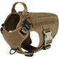 ICEFANG Tactical Dog Harness, Large Size,2X Metal Buckle,Working Dog MOLLE Vest with Handle,No Pulling Front Leash Clip,Hook and Loop Panel (Brown,L (Pack of 1))