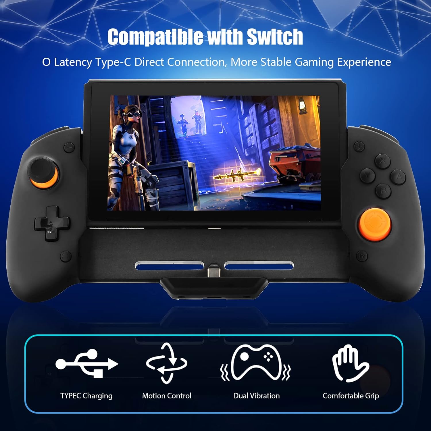 Buy now ECHZOVE Switch Controller Grip, Ergonomic Switch Controller with Six-Axis Gyroscope for Gravity Induction, Twin Motor Vibration, Power-Charging Input Port(NOT for Switch OLED) at indiglob india