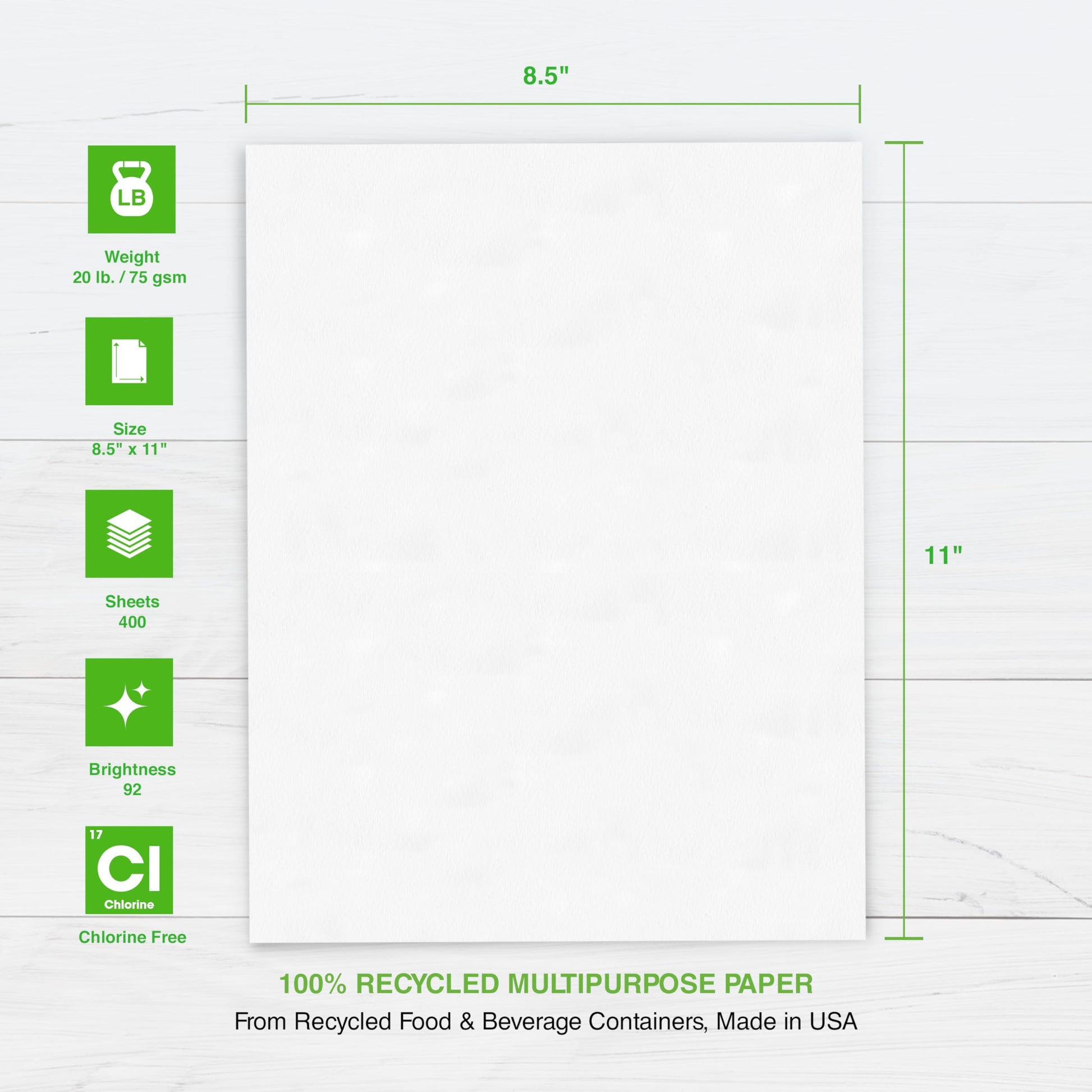 Buy now PrintWorks 100% Recycled Printer Paper 8.5" x 11" White - 20 lb Copy & Multipurpose Computer Paper - 1 Pack, 400 Sheets - Made in the USA - 92 Bright - Printer & Copier Compatible (00018) at indiglob india