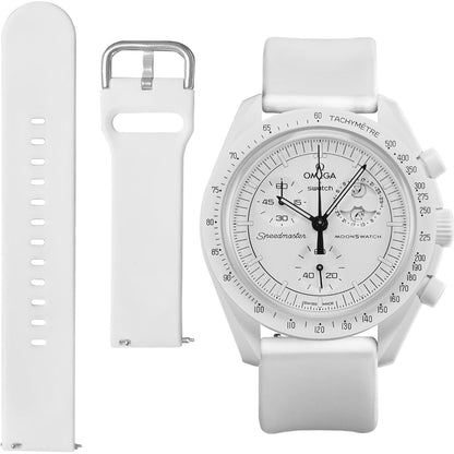Watch Band for Omega X Swatch Moonswatch Watch Strap Speedmaster 20MM Quick Release Rubber Watch Strap Replacement