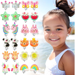 Amazon.com: PinkSheep Bling Clip On Earrings for Little Girls, Unicorn Cake Ladybug Earrings for Kids, 12 Pairs, Best Gift : Toys & Games