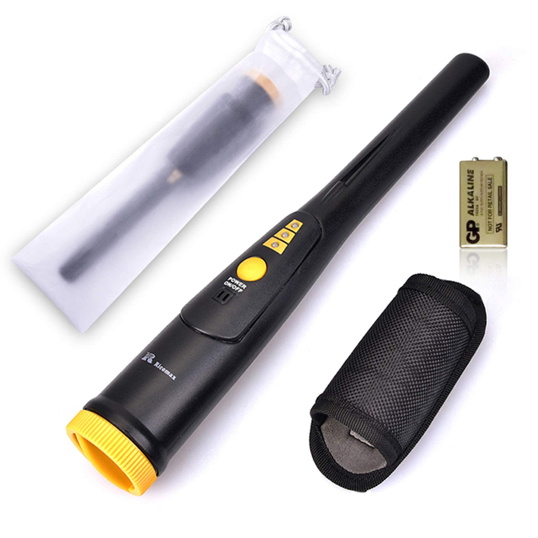 Buy now RM RICOMAX Metal Detector for Adults 【3 LED Range Indicators & 360° Area of Detection】 【IP66 Partially Waterproof & Buzzer Vibration Sound】 10.8" Lightweight, Handheld Pinpointer Belt Holster, Handheld Metal Detector Pinpointer Belt Holster at indiglob india