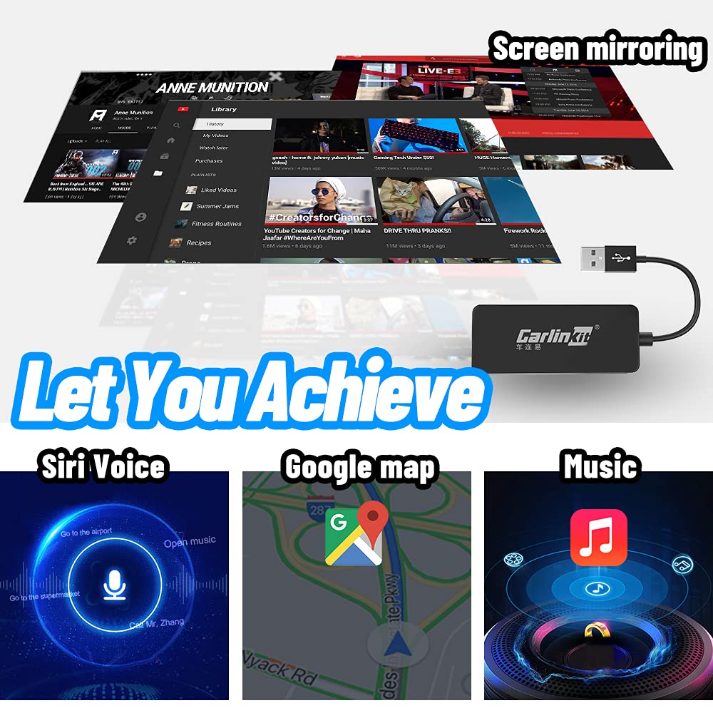 Buy now CarlinKit Wired CarPlay Dongle Android Auto for Car Radio with Android System Version 4.4.2 and Above, Install The AutoKit App in The Car System, Dongle Connect The Car's AutoKit App to get CarPlay at indiglob india
