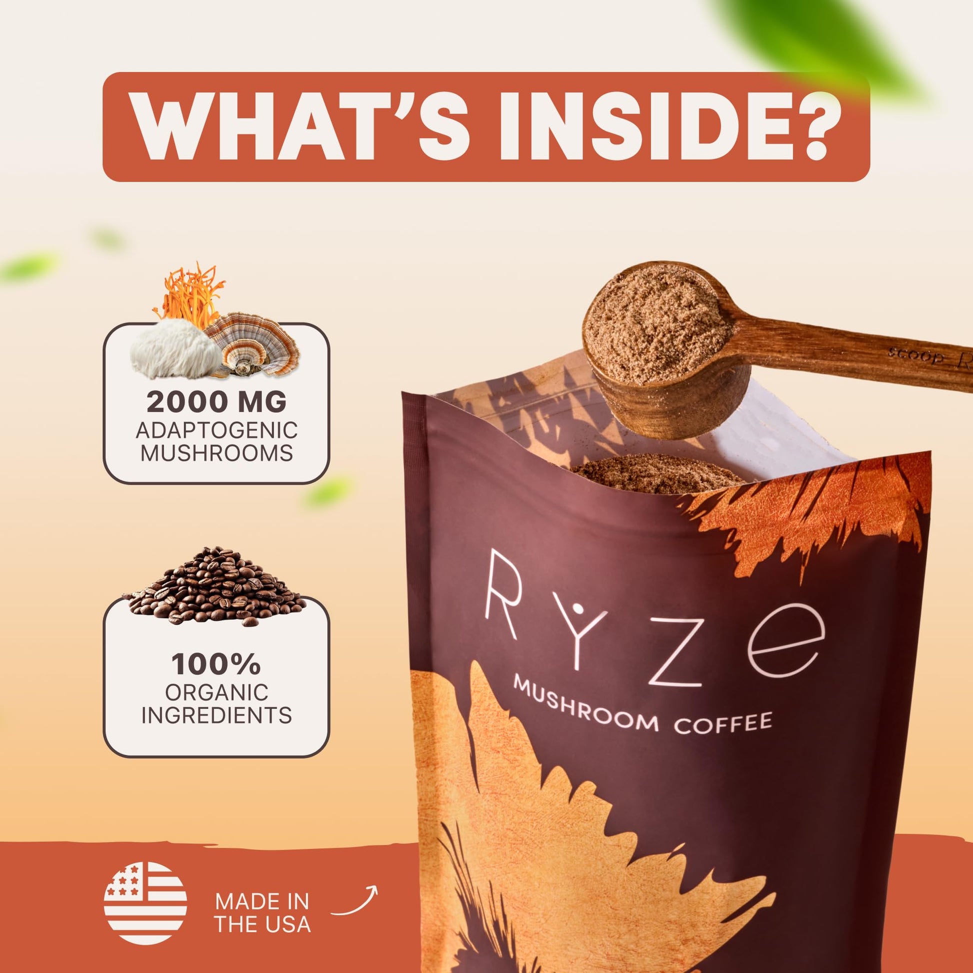 Buy now RYZE SUPERFOODS Mushroom Coffee, 30 servings at indiglob india