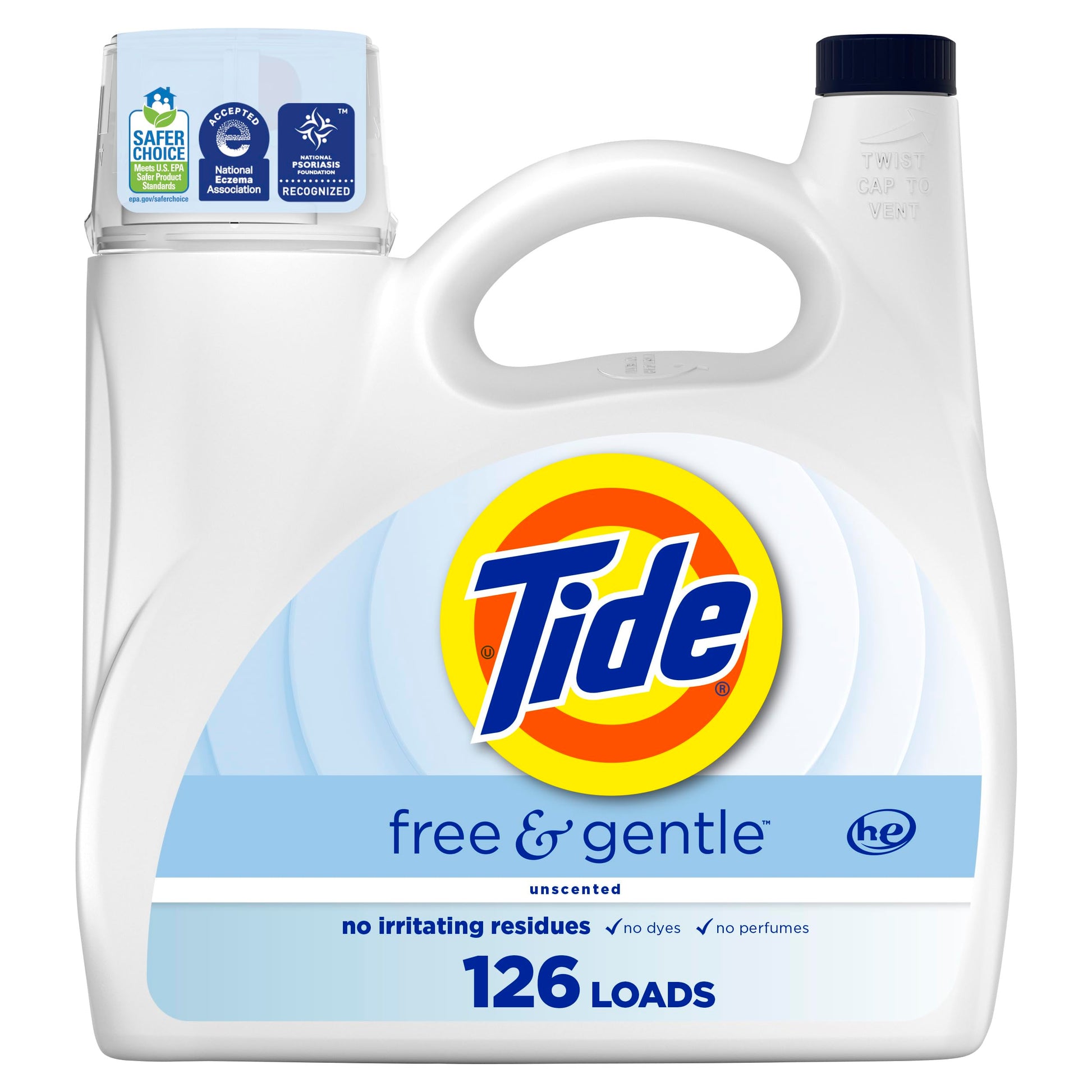 Buy now Tide Free & Gentle Liquid Laundry Detergent, Unscented, 1.47 L (32 Loads) at indiglob india