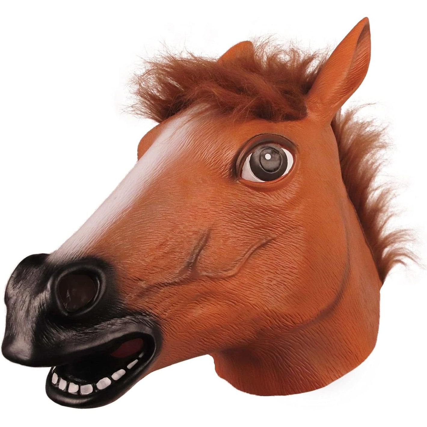 MOLEZU Horse Head Mask for Adult, Brown Horse Head Latex Animal Mask, Novelty Halloween Costume for Masquerade Party.