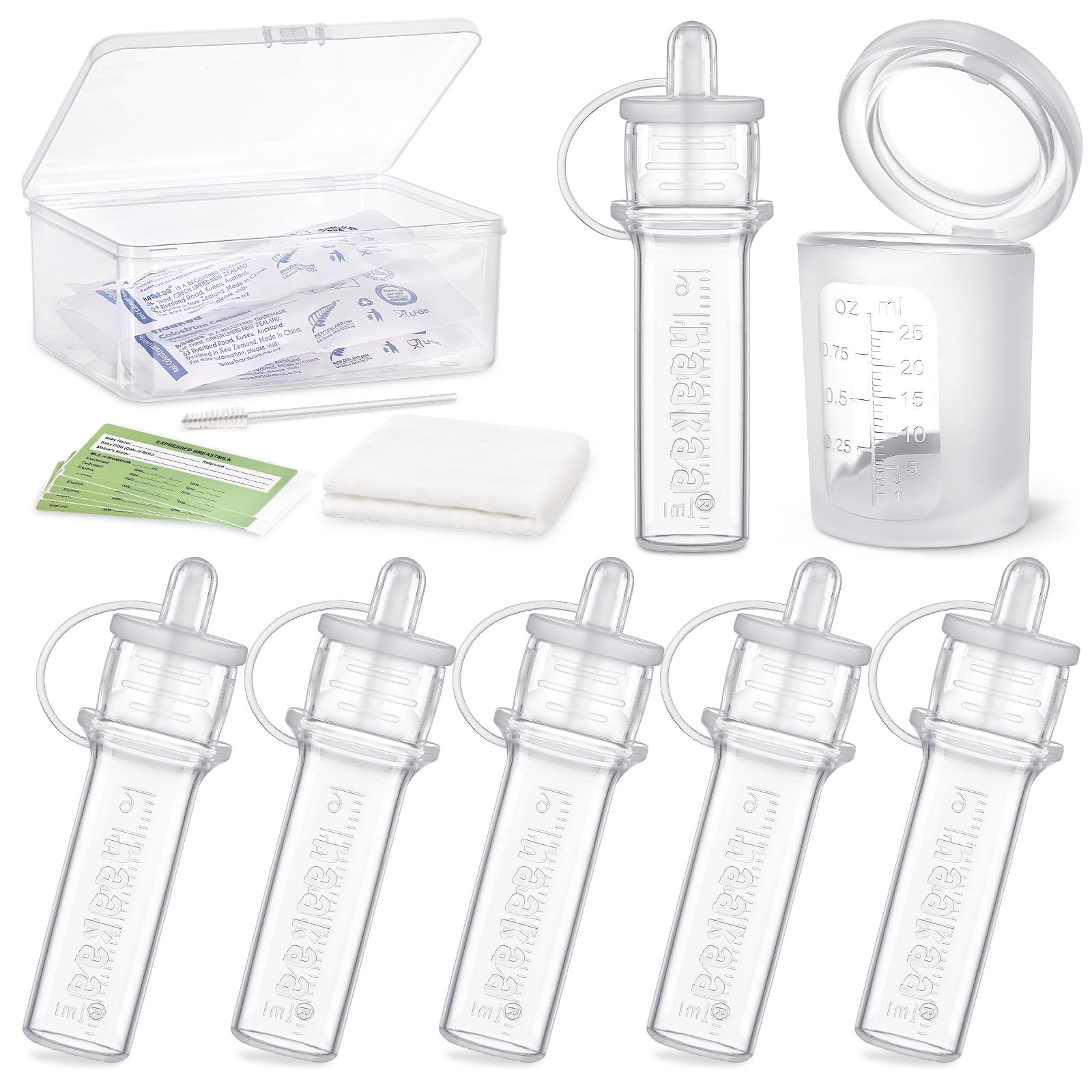 Buy now haakaa Colostrum Collector Kit Breast Milk Collector with Cotton Cloth Wipe and Storage Case, Ready-to-Use, Reusable, 4ml/6pcs 6 Count (Pack of 1)-6ml + Feeding Cup 6 at indiglob india