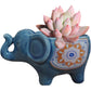 Cute Animal Elephant Shaped Ceramic Succulent Cactus Air Plant Flower Pots Planters-Plant Not Included (Pink&White)