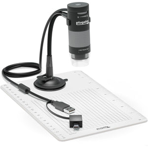 Plugable USB Digital Microscope 250x, 2MP Micro Camera with Flexible Arm Stand - Handheld USB & USB-C Microscope for Adults & Kids, Windows, Mac, ChromeOS, Linux, Android, iPad Compatible