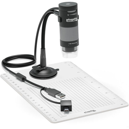 Plugable USB Digital Microscope 250x, 2MP Micro Camera with Flexible Arm Stand - Handheld USB & USB-C Microscope for Adults & Kids, Windows, Mac, ChromeOS, Linux, Android, iPad Compatible