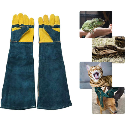 Animal Handling Gloves - 60CM Durable Bite & Scratch Resistant Gloves for Bathing, Grooming, Welding, Handling Dogs, Cats, Birds, Snakes, Parrots, Lizards, Reptiles