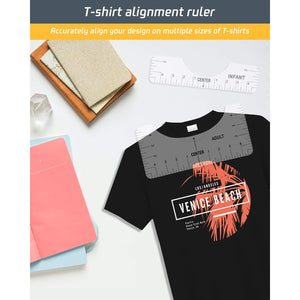 T-Shirt Ruler Guide Alignment Tool,Polyvinyl Chloride, to Center Designs T-Shirt for Adult Youth Toddler Infant (Transparent) (6Pcs)