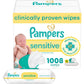 Pampers Baby Wipes Sensitive, Water Based Baby Wipes, Hypoallergenic and Unscented Baby Wipes, 56 Wipes Total (1 Flip-Top Packs)