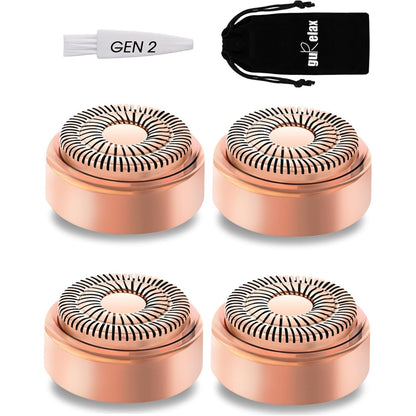 Replacement Heads for Flawless Facial Hair Remover, Replacement Blades for Finishing Touch Flawless Hair Removal Gen 2, 6 Count 18k Gold Heads with Storage Bag