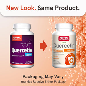 Jarrow Formulas Quercetin 500 mg - 200 Veggie Caps - Supports Antioxidant Status, Cardiovascular Health & Immune Health - 200 Servings