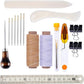 Set of 16 Bookbinding Kit Tools Set Bone Folder Paper Creaser, Waxed Thread, Awl, Large-Eye Needles for DIY Bookbinding Crafts and Sewing