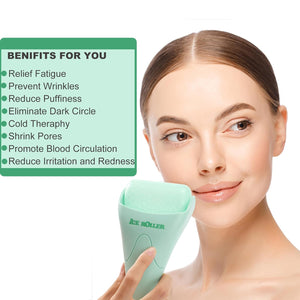 2 Pack Ice Roller for Face and Body Massage, Facial Roller Skin Care Tool for Reduce Wrinkles and Puffiness, Migraine Pain Relief and Skin Tighten, Cold Therapy for Cooling and Calming.(Pink+Green)