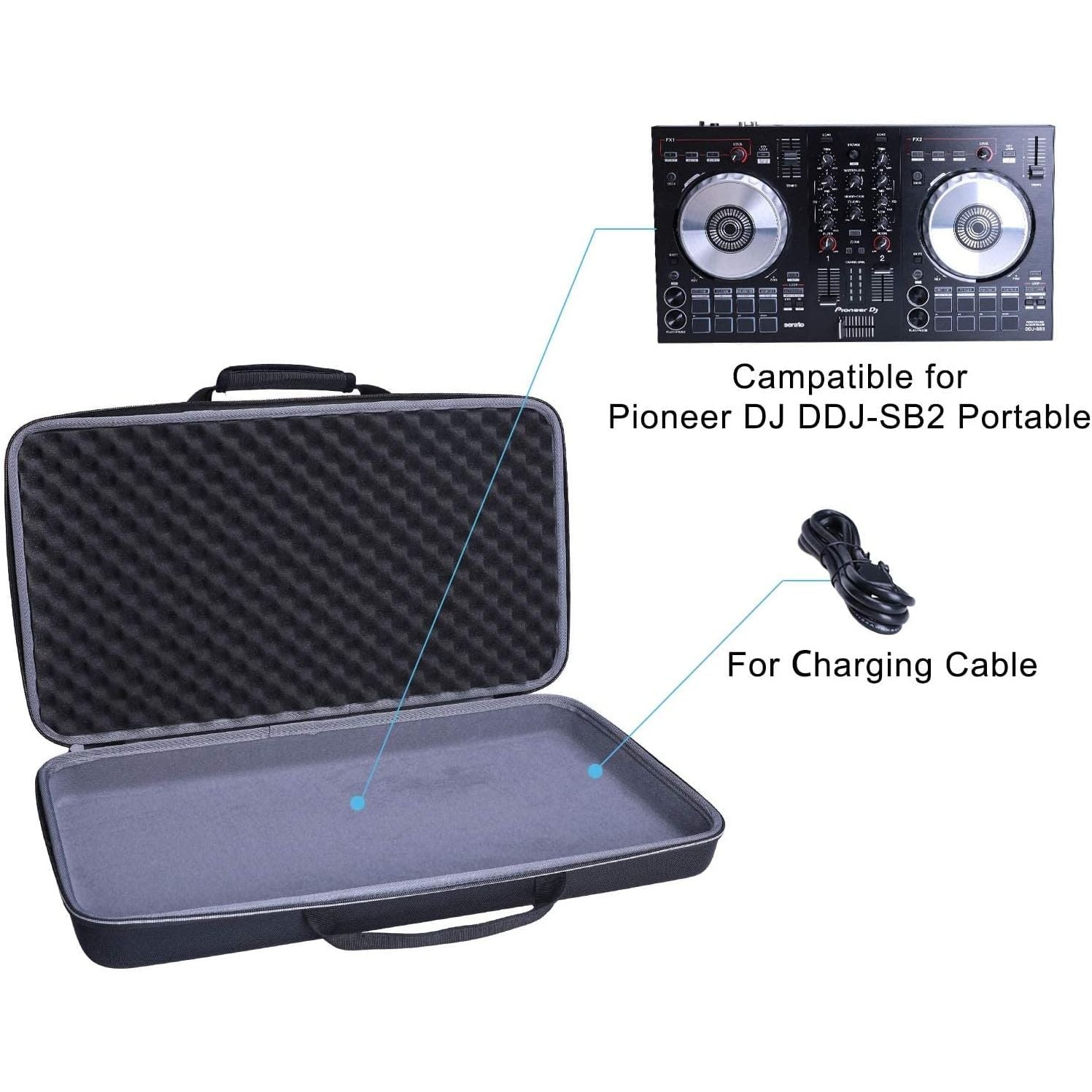 Buy now XANAD Case for Pioneer DJ DDJ FLX4 / DDJ-400 / DDJ-SB3 / DDJ-SB2 Portable 2-channel Controller or DDJ-RB Performance DJ Controller - Hard EVA Storge Bag(Black) at indiglob india