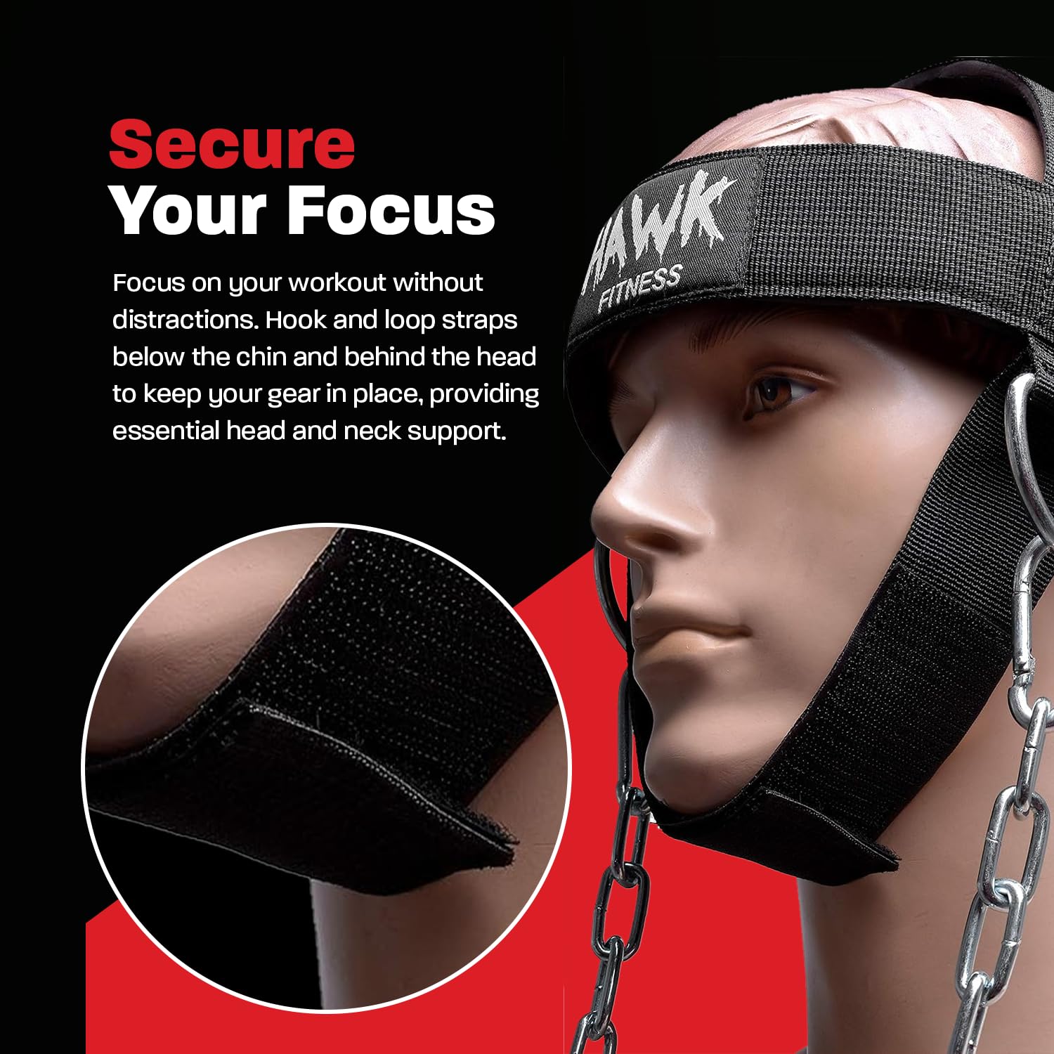 Buy now Hawk Sports Neck Harness for Men and Women with Adjustable Neck Strap and 30" Steel Chain for Safely Lifting Weights Up to 150 lbs., Neck Exercise Equipment for Muscle Growth and Strength Training at indiglob india