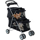 HCY Double Pet Stroller for Cats & Dogs - 4 Wheels, Lightweight, Waterproof for Travel & City Walk (Black)