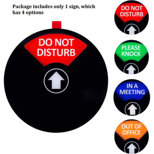 Kichwit Privacy Sign for Office Door, Do Not Disturb, Out of Office, Please Knock, In a Meeting, Conference Sign for Offices, 5 Inch, Black