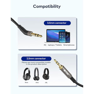 Mr Rex 3.5mm to 2.5mm Aux Cable Cord for Bose 700 QuietComfort Ultra QC45 QC35II QC35 QC25 Noise Cancelling Headphones, JBL E45BT E55BT E65BTNC Bluetooth Earphone, Audio Replacement Wire (1-Pack, 5FT)