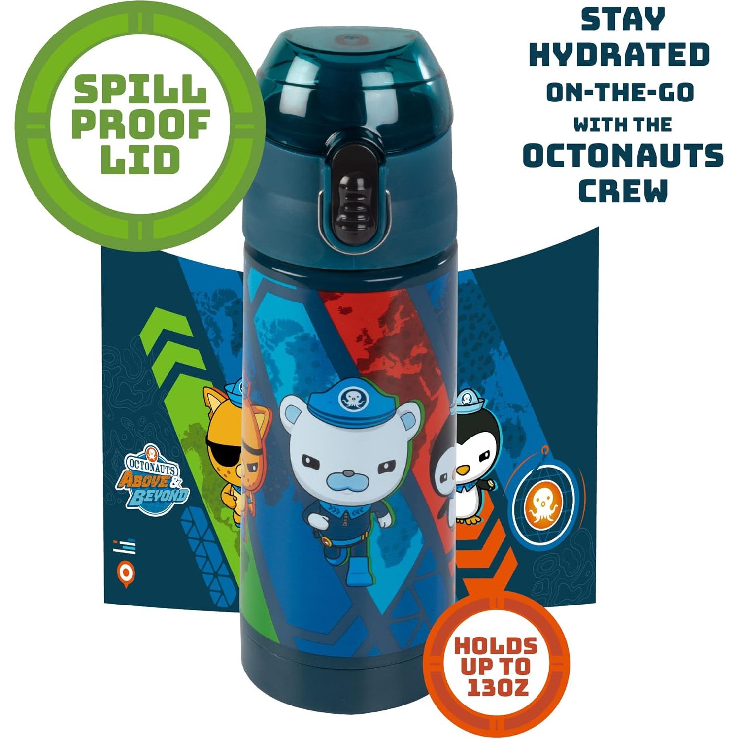 Buy now Octonauts Above & Beyond Stainless Steel 13 oz Reusable Water Bottle for Kids, Blue- Double Wall Insulated, Spill Proof Lid w/Built-in Straw-Keep Liquids Hot or Cold For Hours- Fits Most Lunch Bags at indiglob india
