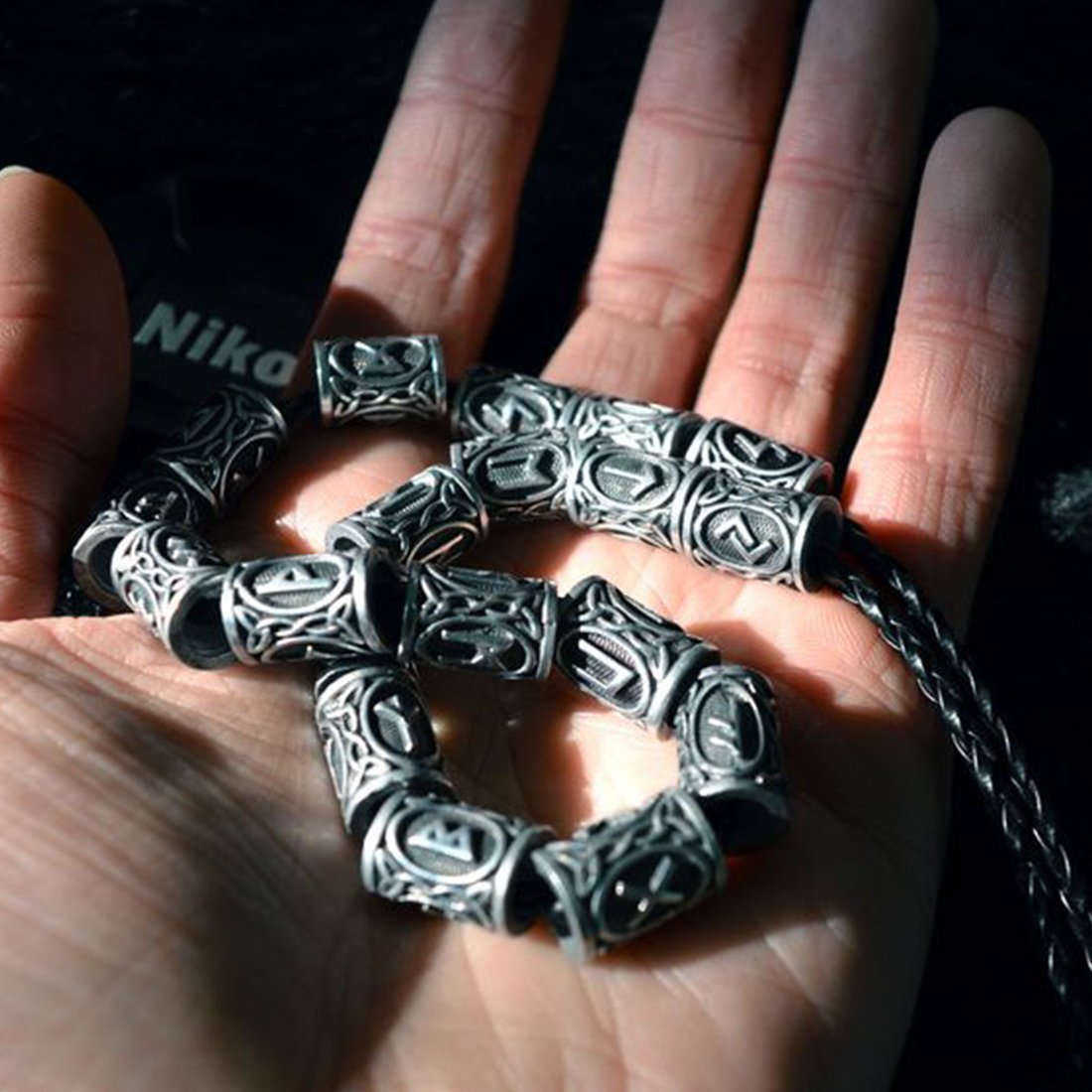 Buy now 24Pcs Norse Vikings Runes Hair Beard Beads for Bracelets Pendant Necklace DIY,Braiding Beads for Hair Braids Antique Silver Beard Ring Viking Beads Kits(Include 2Pcs Pull Hair Pin) at indiglob india