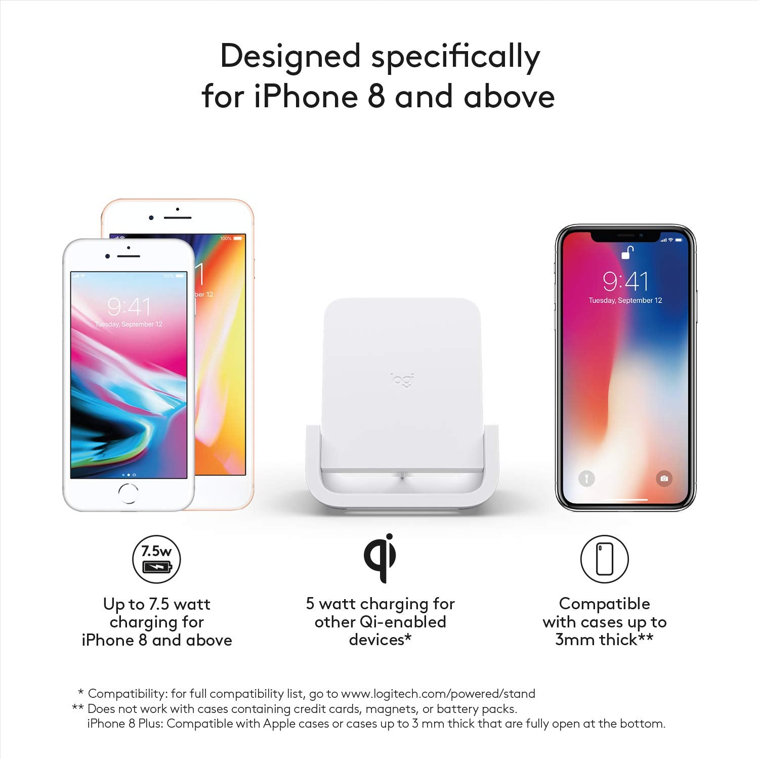 Buy now Logitech Powered Wireless Charging Stand for iPhone 8, 8 Plus, X, XS, XS Max and XR at indiglob india
