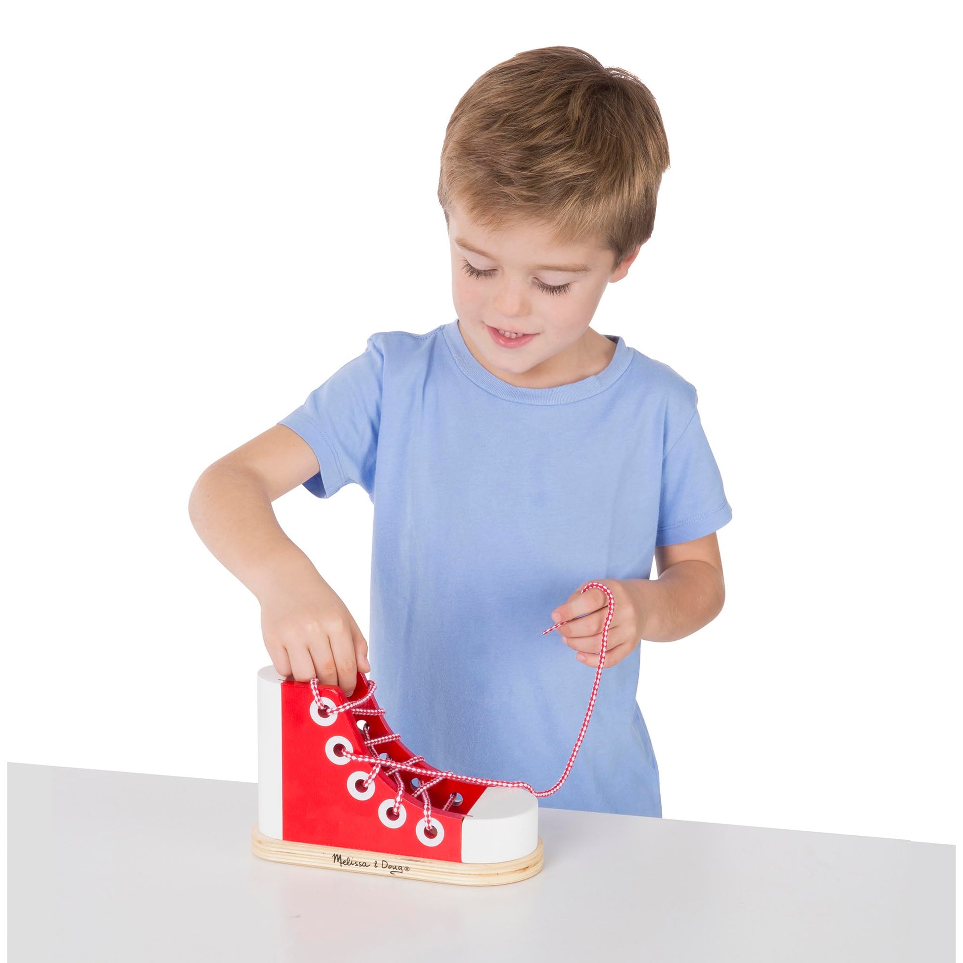 Buy now Melissa & Doug Deluxe Wood Lacing Sneaker - Learn to Tie a Shoe Educational Toy at indiglob india