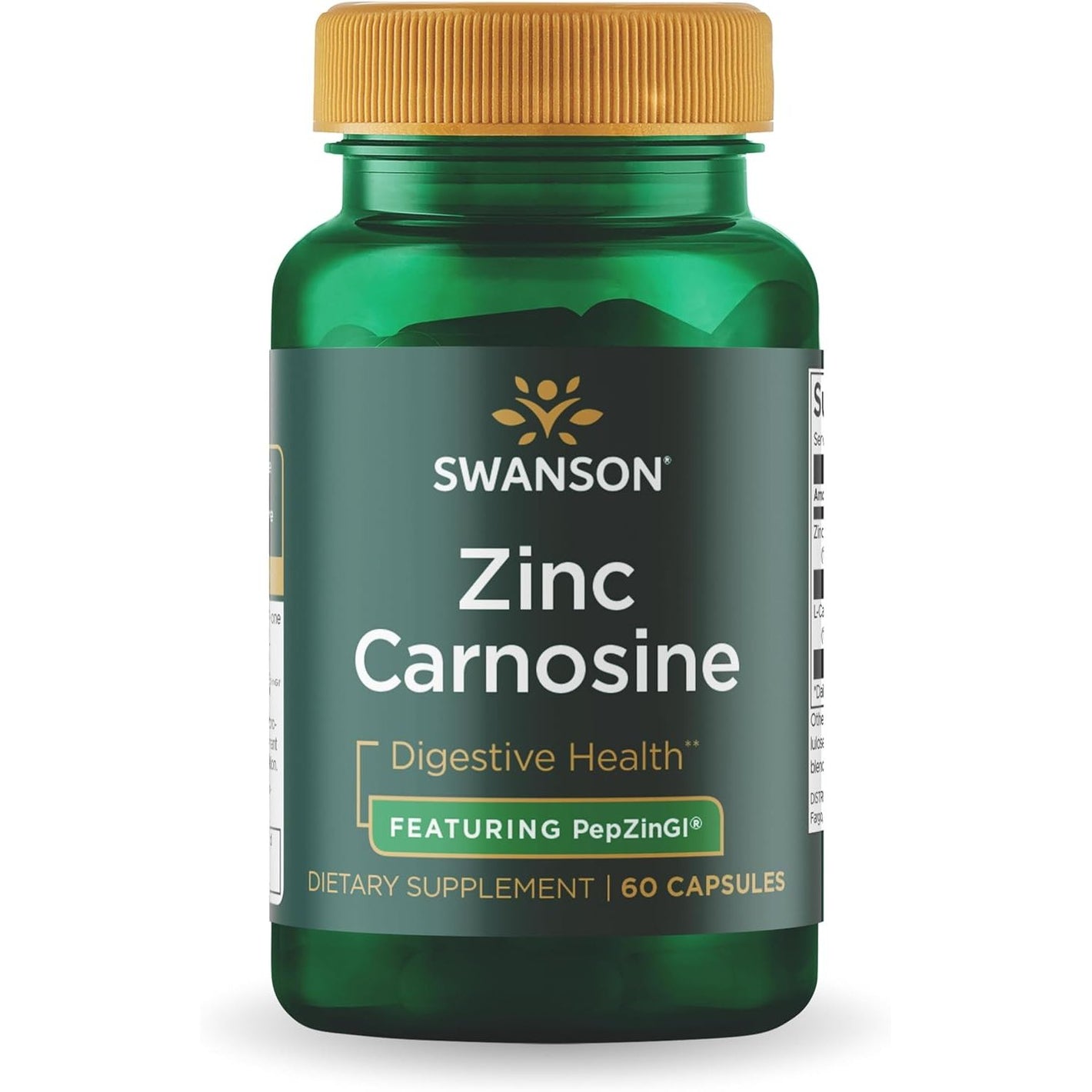 Swanson Ultra Zinc Carnosine (PepZinGI) - 60 Capsules - Natural Supplement for Gastric Health, Digestive Support, and Stomach Microbial Balance