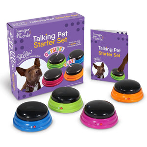Hunger for Words Talking Buttons Starter Set - Recordable Buttons to Teach Your Dog to Communicate, Dog Training Games, Plastic, Multicolor
