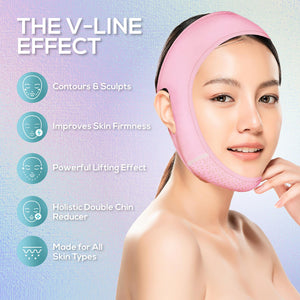 Venus Visage Face Lifting Strap for Jaw Line Definition - Reusable Lifting Chin Strap for Sleeping - Visually Sculpts Double Chin (Pink)