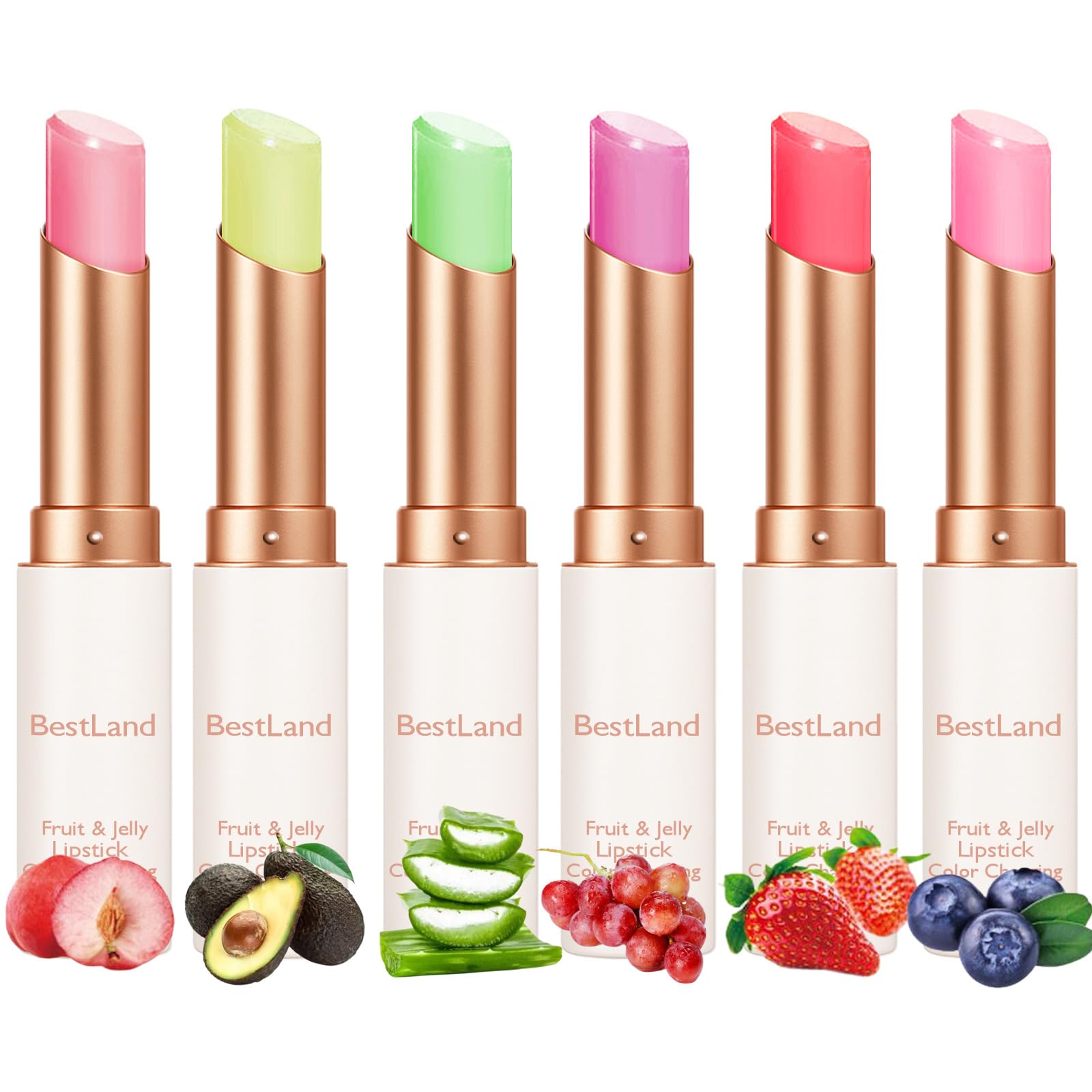 Buy now BestLand 6 Pcs/Set Flower Jelly Lipstick Set Temperature Change Moisturizer Long Lasting Nutritious Balm Magic Color Change Lip Gloss 1 Count (Pack of 6) 6 Pcs Fruity Flavor Lipstick at indiglob india