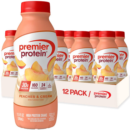 Buy now Premier Protein Shake, Peaches & Cream, 30g Protein, No Added Sugar, 24 Vitamins & Minerals to Support Immune Health, 11.5 fl oz, 12 Pack (Packaging May Vary) at indiglob india