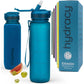 Hydracy Water Bottle with Time Marker -Large BPA Free Water Bottle & No Sweat Sleeve -Leak Proof Gym Bottle with Fruit Infuser Strainer & Times to Drink -Ideal for Fitness Sports & Outdoors